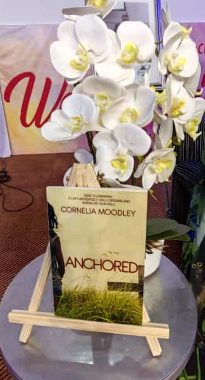 Display of Cornelia Moodley’s book Anchored